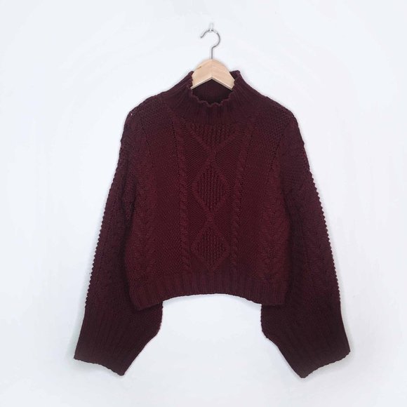 Topshop Sweaters - Topshop cable knit mock neck big sleeve sweater